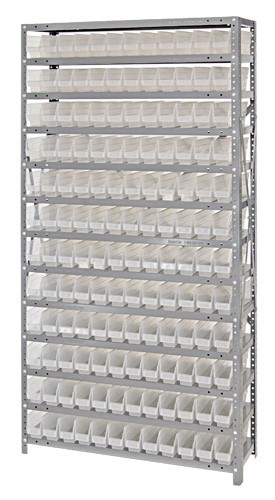 Clear-view quantum shelf bin units 12" x 36" x 75"