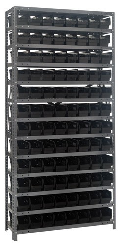 Quantum shelf bin units 12" x 36" x 75" Black