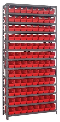 Quantum shelf bin units 12" x 36" x 75" Red