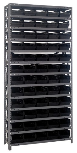 Quantum shelf bin units 12" x 36" x 75" Black