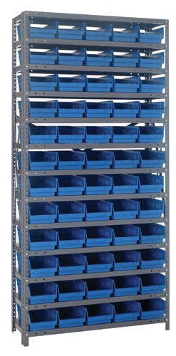 Quantum shelf bin units 12" x 36" x 75" Blue