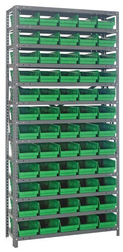 Quantum shelf bin units 12" x 36" x 75" Green