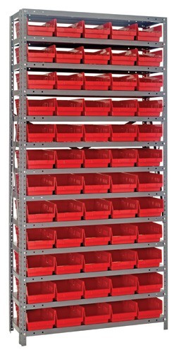 Quantum shelf bin units 12" x 36" x 75" Red