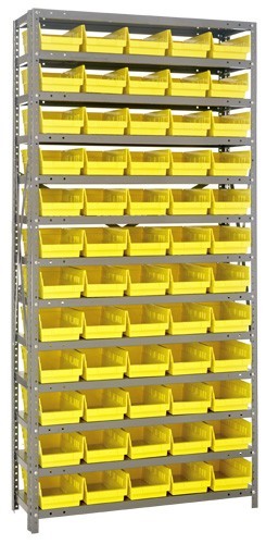 Quantum shelf bin units 12" x 36" x 75" Yellow