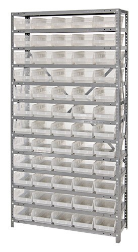 Clear-view quantum shelf bin units 12" x 36" x 75"