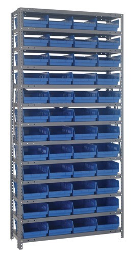 Quantum shelf bin units 12" x 36" x 75" Blue