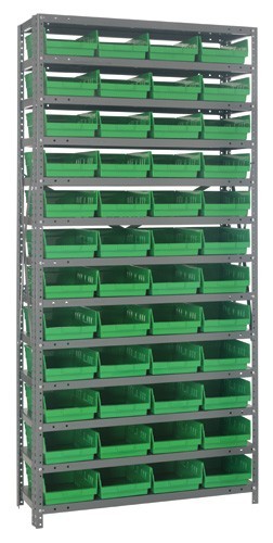 Quantum shelf bin units 12" x 36" x 75" Green