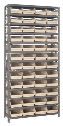 Quantum shelf bin units 12" x 36" x 75" Ivory