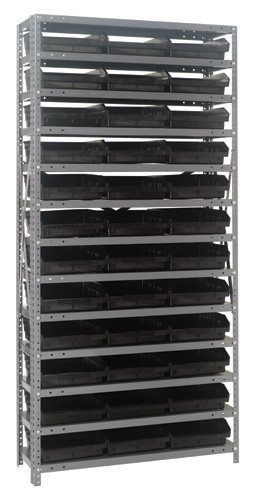 Quantum shelf bin units 12" x 36" x 75" Black