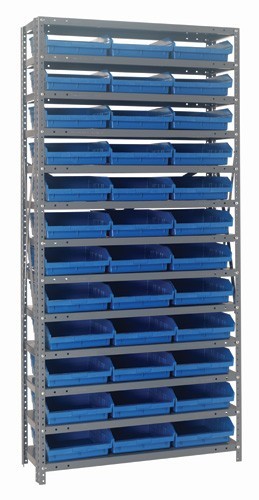 Quantum shelf bin units 12" x 36" x 75" Blue