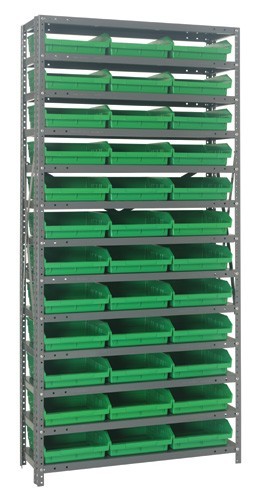 Quantum shelf bin units 12" x 36" x 75" Green