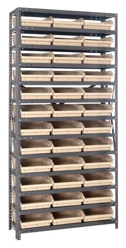 Quantum shelf bin units 12" x 36" x 75" Ivory
