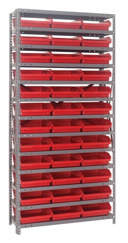 Quantum shelf bin units 12" x 36" x 75" Red