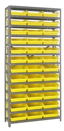 Quantum shelf bin units 12" x 36" x 75" Yellow