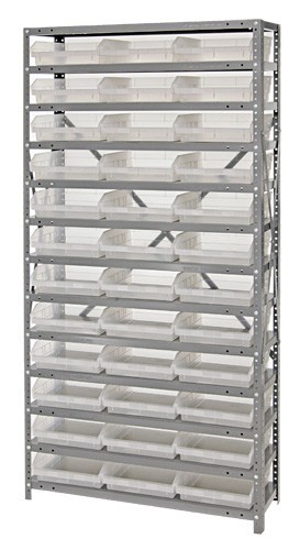 Clear-view quantum shelf bin units 12" x 36" x 75"