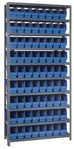 Steel Shelving Shelf Bin System 18" x 36" x 75" Blue