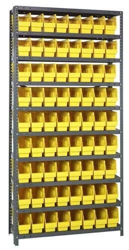 Steel Shelving Shelf Bin System 12" x 36" x 75" Yellow