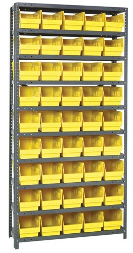 Steel Shelving Shelf Bin System 12" x 36" x 75" Yellow