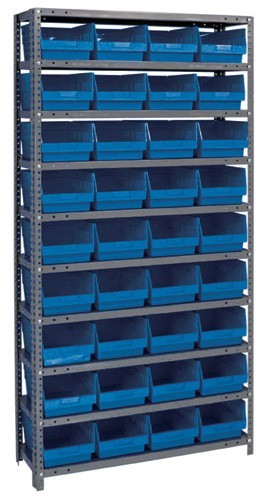 Steel Shelving Shelf Bin System 12" x 36" x 75" Blue