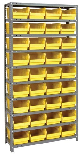 Steel Shelving Shelf Bin System 12" x 36" x 75" Yellow