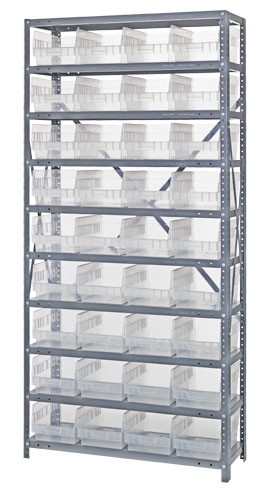 Clear-view quantum 6" store-more shelf bin units 