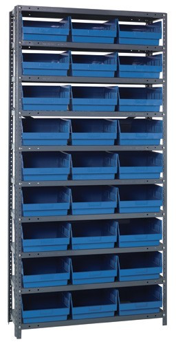 Steel Shelving Shelf Bin System 12" x 36" x 75" Blue