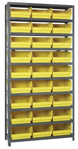 Steel Shelving Shelf Bin System 12" x 36" x 75" Yellow
