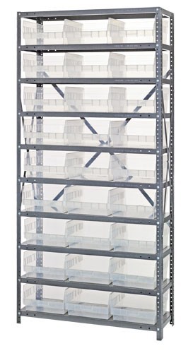 Clear-view quantum 6" store-more shelf bin units 