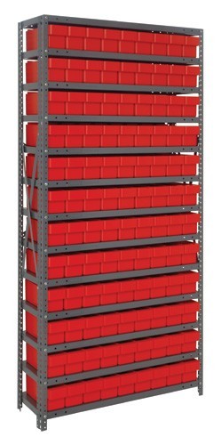 Euro Drawers Shelving System 12" x 36" x 75" Red