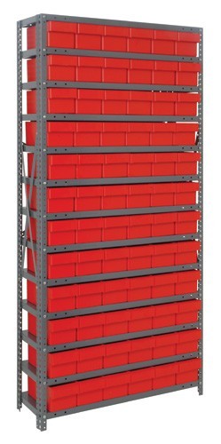 Euro Drawers Shelving System 12" x 36" x 75" Red