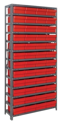 Euro Drawers Shelving System 12" x 36" x 75" Red