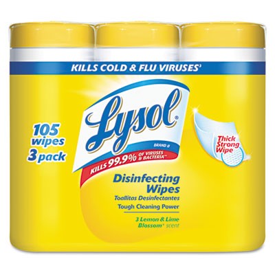 Disinfecting Wipes, 7"" x 8"", White, Lemon and Lime Blossom Scent