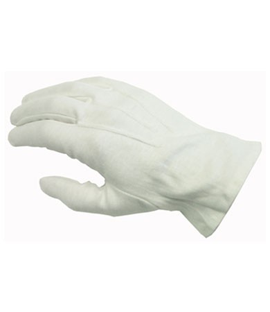 100% Cotton Dress Gloves, Wht., Open Cuff Size Small