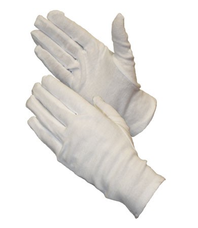 100% Cotton Dress Gloves, Wht., No Raised Stitching on Back Size Large