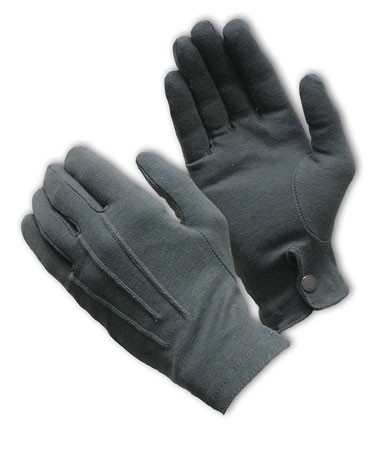 100% Cotton Dress Gloves, Gry., Snap Wrist Closure