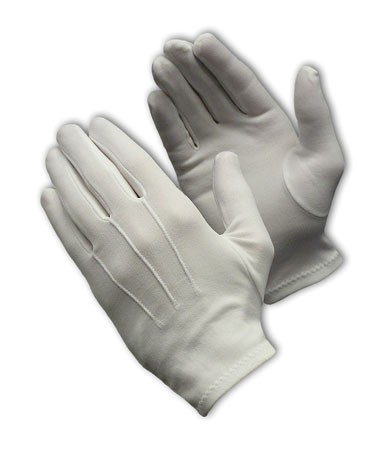 100% Stretch Nylon Dress Glove, Wht., Open Cuff