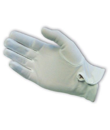 100% Stretch Nylon Dress Glove, Wht., Snap Closure