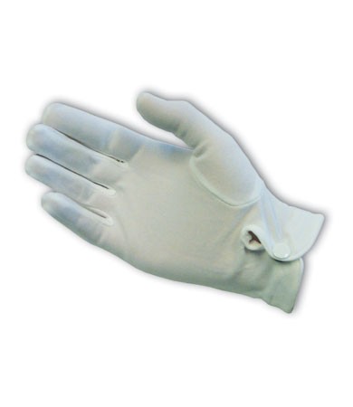 100% Stretch Nylon Dress Glove, Wht., Snap Closure