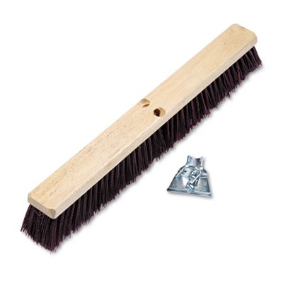 Floor Brush Head, 3 1/4" Maroon Stiff Polypropylene, 24"