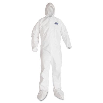 KLEENGUARD A40 Elastic-Cuff Hood & Boot Coveralls, White, X-Large
