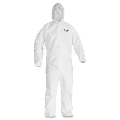 KLEENGUARD A30 Elastic-Back & Cuff Hooded Coveralls, White, 2X-Large