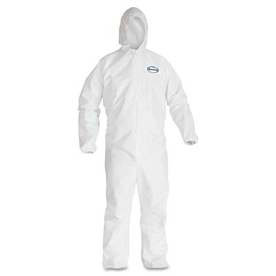 KLEENGUARD A30 Elastic-Back & Cuff Hooded Coveralls, White, 2X-Large