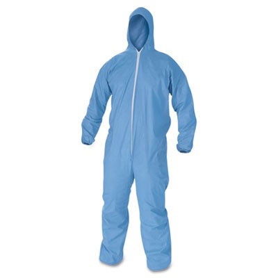 KLEENGUARD A60 Elastic-Cuff & Back Hooded Coveralls, Blue, X-Large