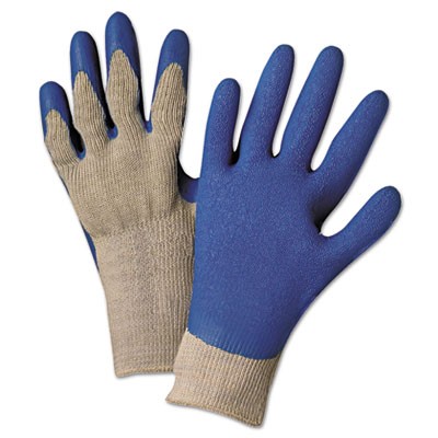 6030L Premium Knit-Back Latex-Palm, Gray/Blue, Large