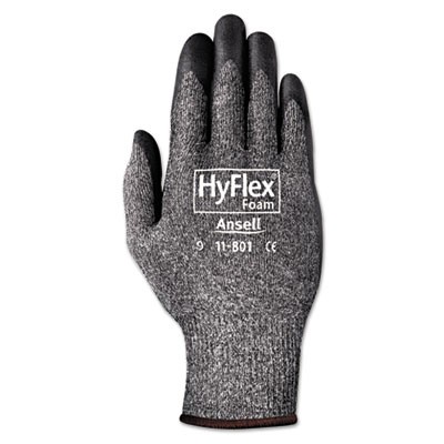 HyFlex Foam Gloves, Dark Gray/Black, Size 10 (X-Large)