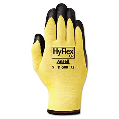 HyFlex Ultra Lightweight Assembly Gloves, Black/Yellow, Size 10 (X-Large)