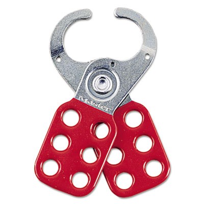 Steel Lockout Hasps, Steel/Vinyl, 2 3/8 in, Red