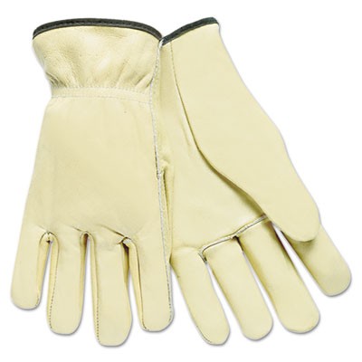 Full Leather Cow Grain Driver Gloves, Tan, Large