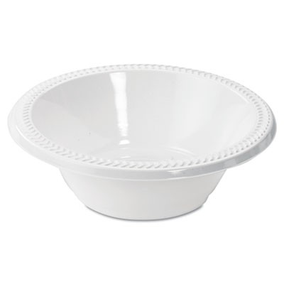 Plastic Bowls, 12 Ounces, White, Round, 125/Pack