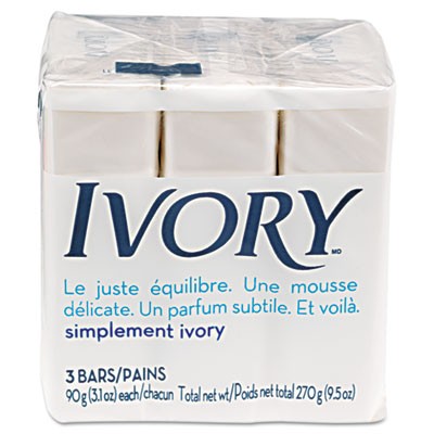 Soap Bath Bar Individually Wrapped, White, 3.1 oz Bar